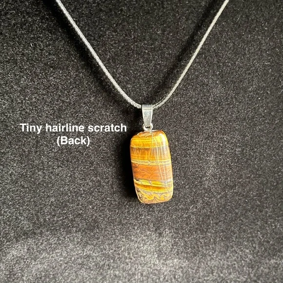 Tiger eye stone pendant adjustable cord necklace - Picture 7 of 8